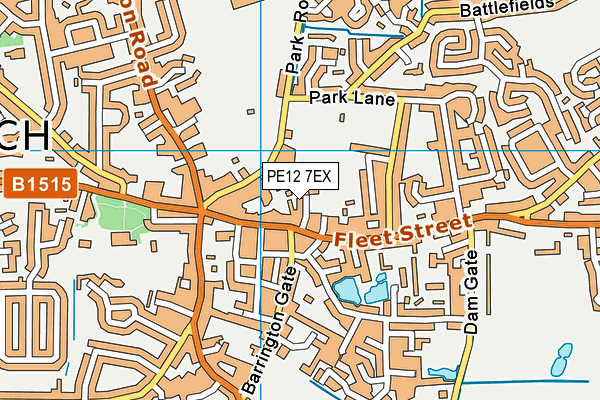 PE12 7EX map - OS VectorMap District (Ordnance Survey)