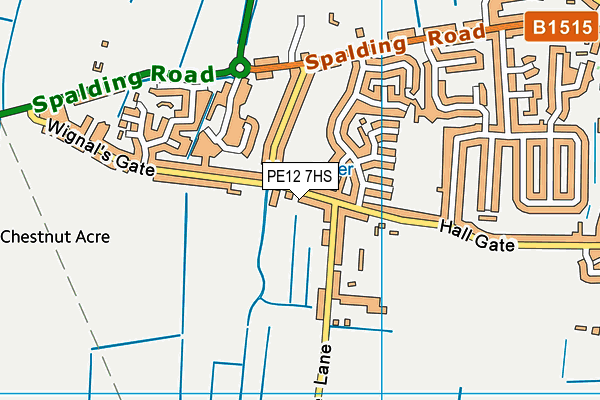 PE12 7HS map - OS VectorMap District (Ordnance Survey)