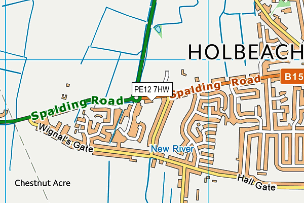 PE12 7HW map - OS VectorMap District (Ordnance Survey)