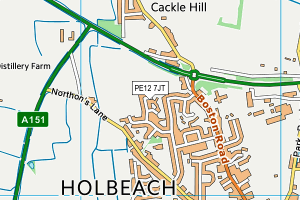 PE12 7JT map - OS VectorMap District (Ordnance Survey)