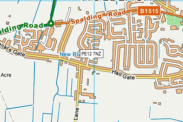PE12 7NZ map - OS VectorMap District (Ordnance Survey)
