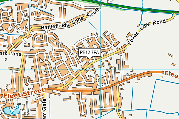 PE12 7PA map - OS VectorMap District (Ordnance Survey)