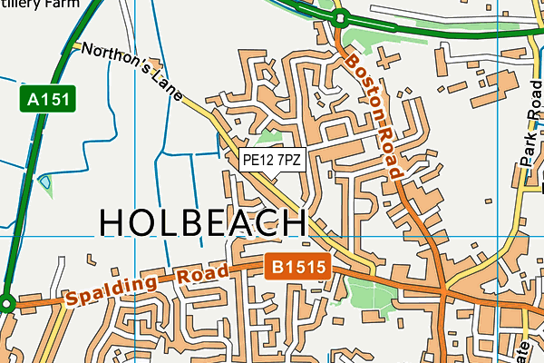 PE12 7PZ map - OS VectorMap District (Ordnance Survey)