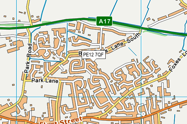 PE12 7QF map - OS VectorMap District (Ordnance Survey)