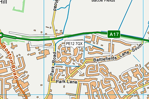 PE12 7QX map - OS VectorMap District (Ordnance Survey)