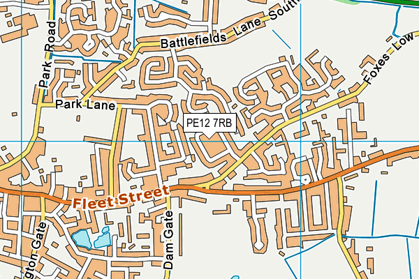 PE12 7RB map - OS VectorMap District (Ordnance Survey)