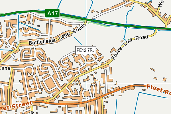 PE12 7RJ map - OS VectorMap District (Ordnance Survey)