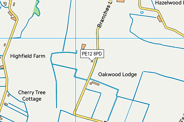 PE12 8PD map - OS VectorMap District (Ordnance Survey)