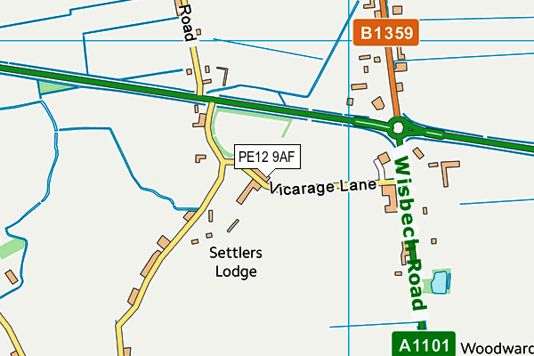 PE12 9AF map - OS VectorMap District (Ordnance Survey)