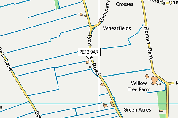 PE12 9AR map - OS VectorMap District (Ordnance Survey)