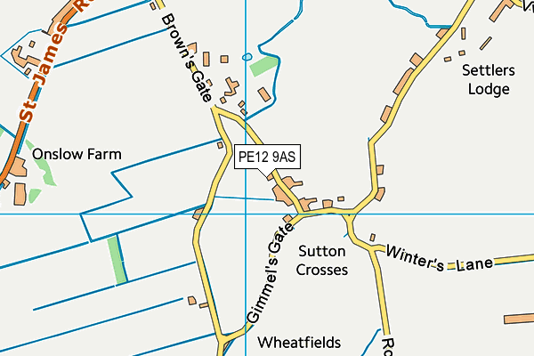 PE12 9AS map - OS VectorMap District (Ordnance Survey)