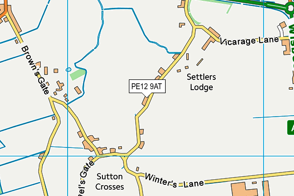 PE12 9AT map - OS VectorMap District (Ordnance Survey)