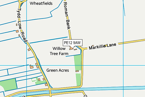 PE12 9AW map - OS VectorMap District (Ordnance Survey)