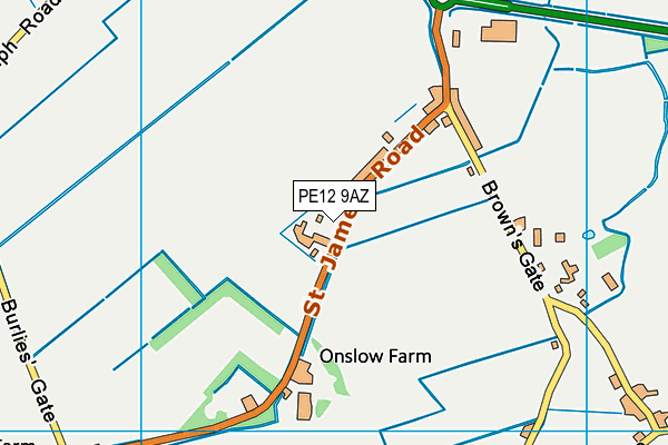 PE12 9AZ map - OS VectorMap District (Ordnance Survey)