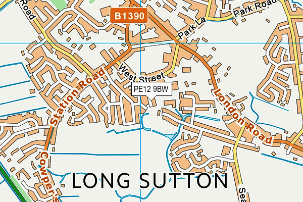 Long Sutton Indoor Bowls Club (Closed) map (PE12 9BW) - OS VectorMap District (Ordnance Survey)