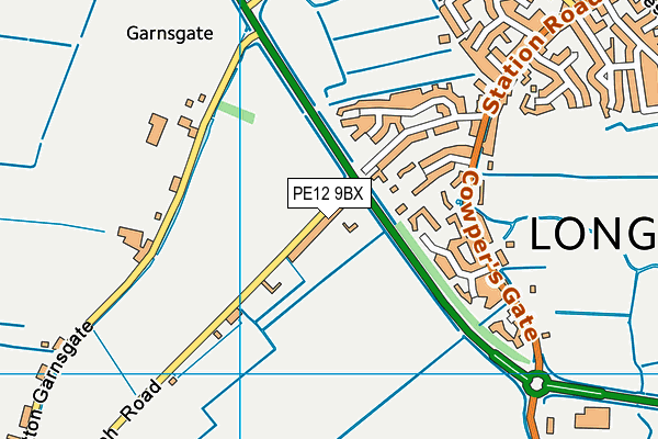 PE12 9BX map - OS VectorMap District (Ordnance Survey)
