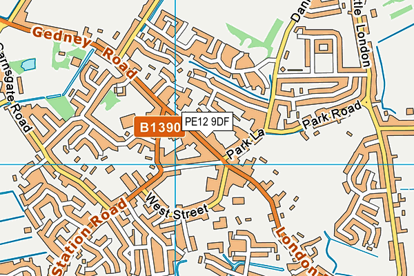 PE12 9DF map - OS VectorMap District (Ordnance Survey)