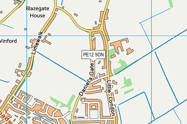 PE12 9DN map - OS VectorMap District (Ordnance Survey)