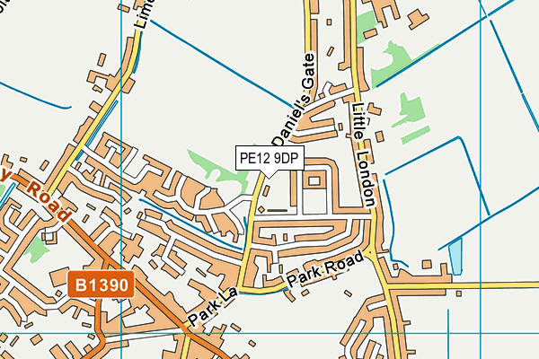 PE12 9DP map - OS VectorMap District (Ordnance Survey)