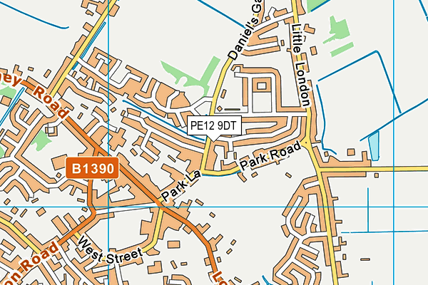 PE12 9DT map - OS VectorMap District (Ordnance Survey)