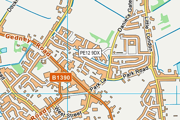 PE12 9DX map - OS VectorMap District (Ordnance Survey)