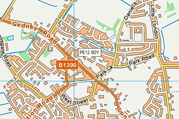 PE12 9DY map - OS VectorMap District (Ordnance Survey)