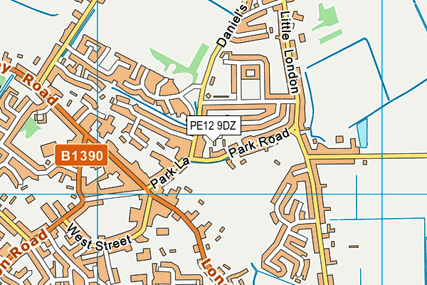 PE12 9DZ map - OS VectorMap District (Ordnance Survey)