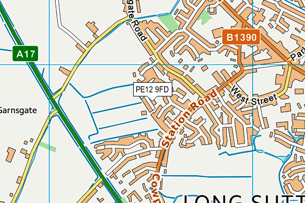 PE12 9FD map - OS VectorMap District (Ordnance Survey)