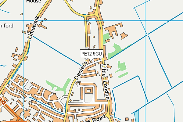 PE12 9GU map - OS VectorMap District (Ordnance Survey)