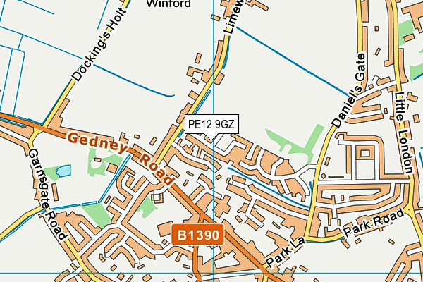 PE12 9GZ map - OS VectorMap District (Ordnance Survey)