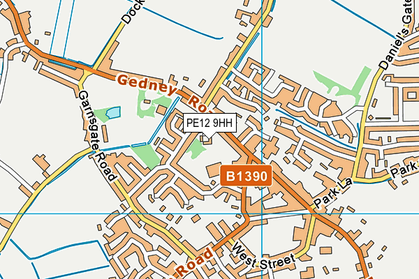 PE12 9HH map - OS VectorMap District (Ordnance Survey)