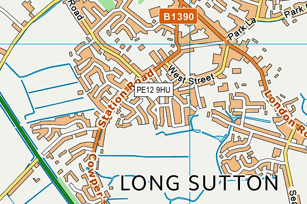 PE12 9HU map - OS VectorMap District (Ordnance Survey)