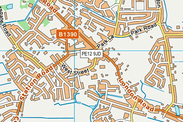 PE12 9JD map - OS VectorMap District (Ordnance Survey)