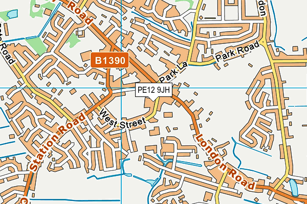 PE12 9JH map - OS VectorMap District (Ordnance Survey)