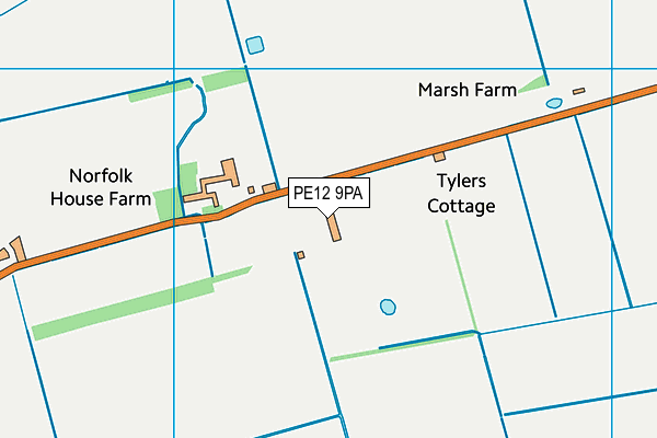 PE12 9PA map - OS VectorMap District (Ordnance Survey)