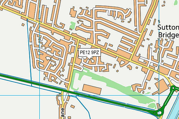 PE12 9PZ map - OS VectorMap District (Ordnance Survey)