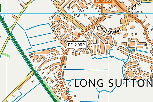 PE12 9RP map - OS VectorMap District (Ordnance Survey)