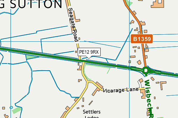 PE12 9RX map - OS VectorMap District (Ordnance Survey)