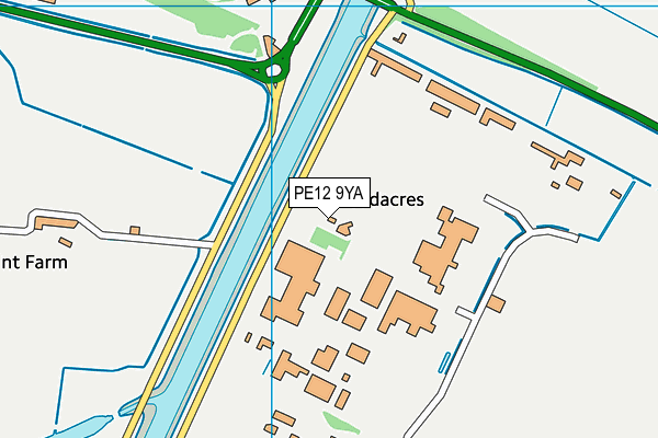 PE12 9YA map - OS VectorMap District (Ordnance Survey)