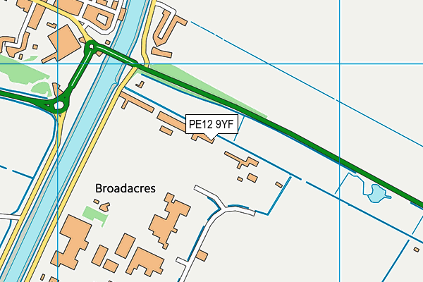 PE12 9YF map - OS VectorMap District (Ordnance Survey)