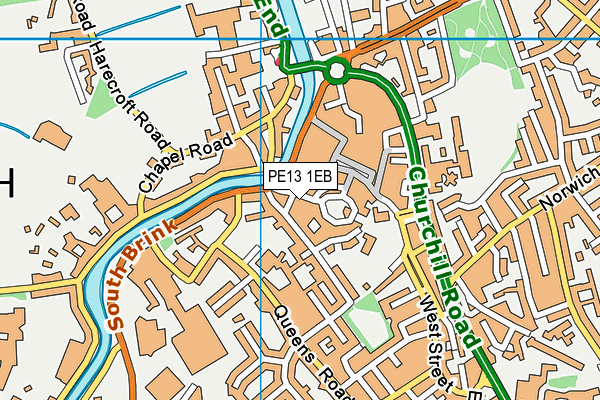 PE13 1EB map - OS VectorMap District (Ordnance Survey)
