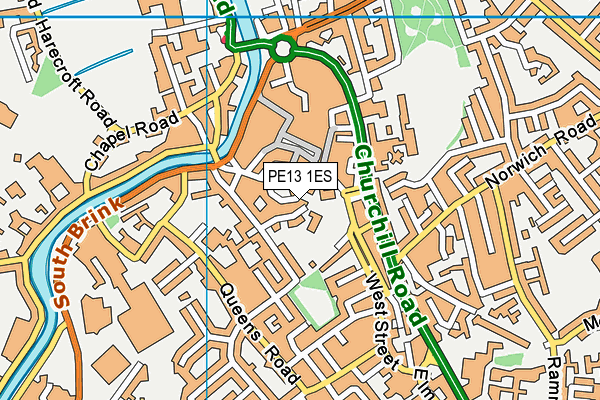 PE13 1ES map - OS VectorMap District (Ordnance Survey)