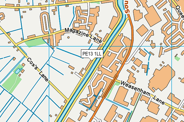 PE13 1LL map - OS VectorMap District (Ordnance Survey)