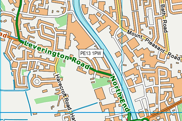 PE13 1PW map - OS VectorMap District (Ordnance Survey)