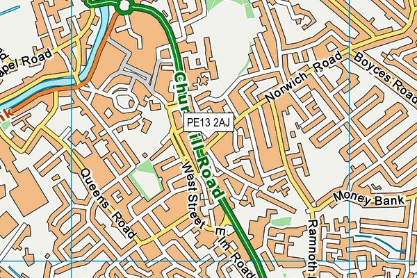 PE13 2AJ map - OS VectorMap District (Ordnance Survey)