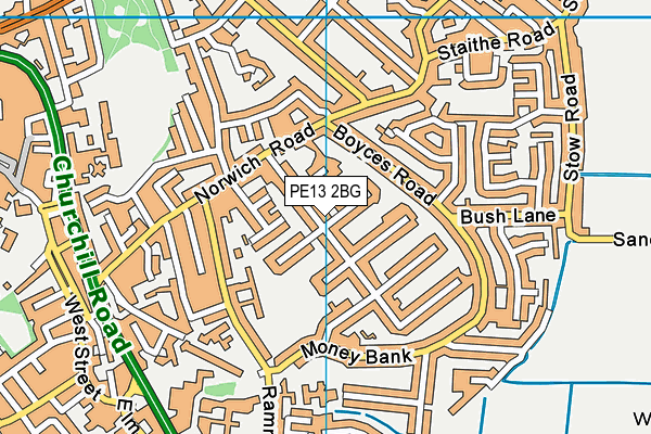 PE13 2BG map - OS VectorMap District (Ordnance Survey)