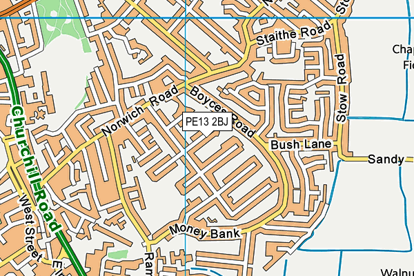 PE13 2BJ map - OS VectorMap District (Ordnance Survey)