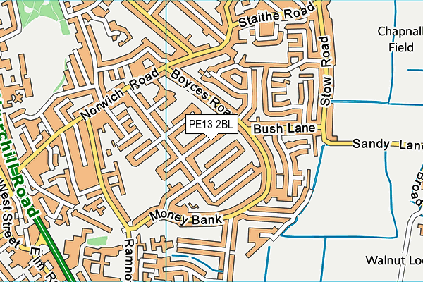 PE13 2BL map - OS VectorMap District (Ordnance Survey)