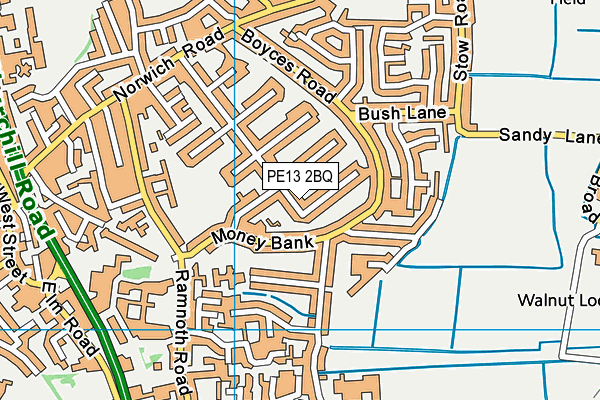 PE13 2BQ map - OS VectorMap District (Ordnance Survey)