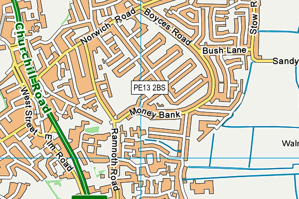 PE13 2BS map - OS VectorMap District (Ordnance Survey)